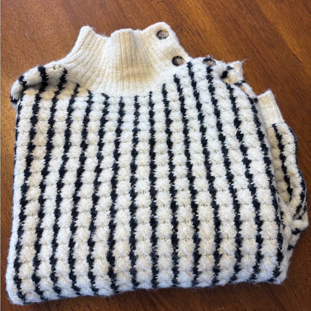 Frnch Anthropologie Striped Black and White high neck Sweater size s